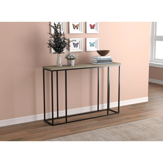 Entryway Table/Console Table-47"Long/Dark Taupe with Black Metal - 47.2" x 13.4" x 31.9 "