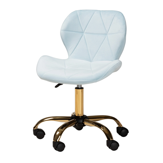 Savara Contemporary Glam and Luxe Velvet Fabric and Gold Metal Swivel Office Chair