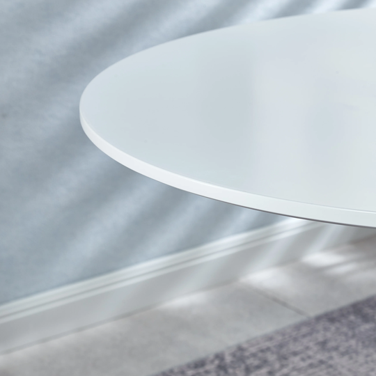 Round Dining Table, Solid Metal Base Coffee Table Mordern
