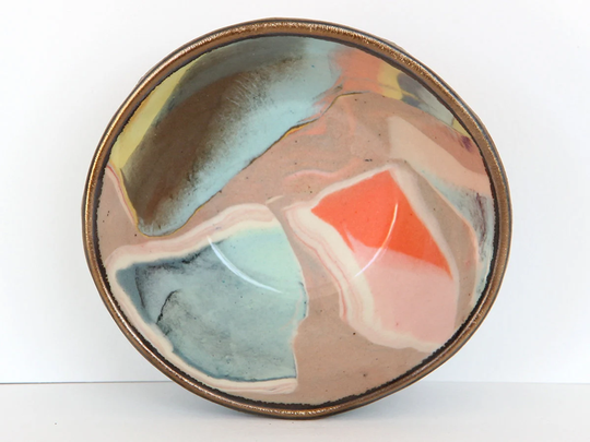 Mini Colorful Nerikomi Ceramic Bowl, Small Pink Blue Red Marbled Trinket Dish, Pastel Rainbow Striped Stoneware Sauce Bowl Jewelry Dish