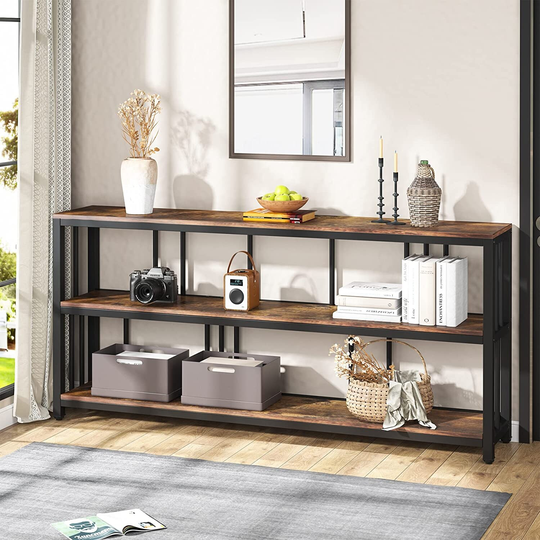 70" Console Sofa Table, 3 Tier Entryway Hallway Table for Living Room