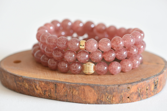 Peach Muscovite Bracelet, 8mm Gemstones Natural Gemstone, Stretch Bracelet