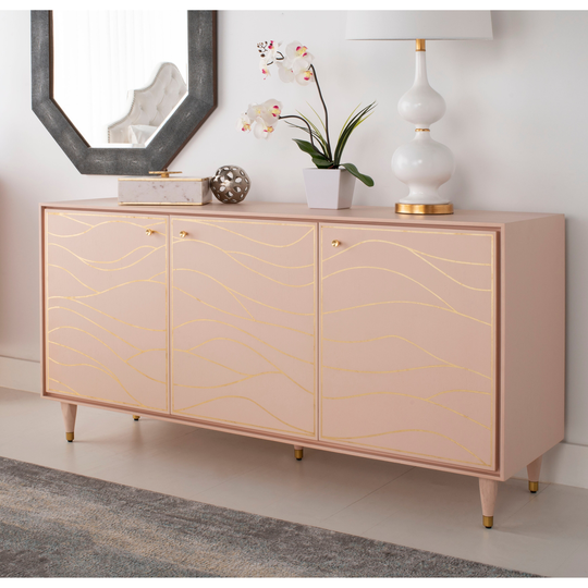 SAFAVIEH Couture Broderick Wave Sideboard - Pink / Gold - 60" x 18.1" x 30.6"