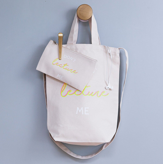 Don't Lecture Me Student Tote Bag & Pencil Case Set - Neon University College Gift 18Th Birthday