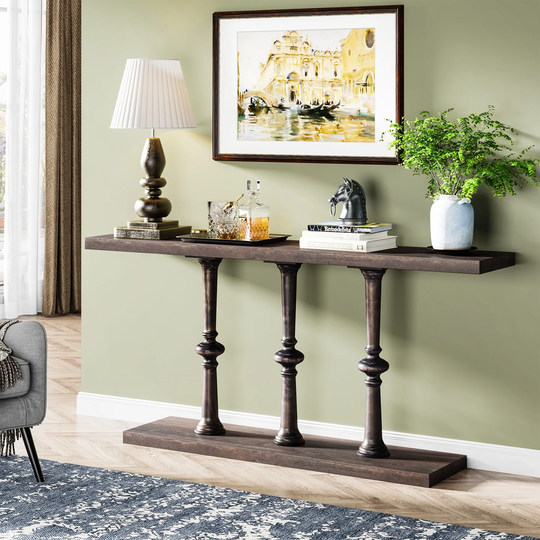 63 Inch Long Console Table, Solid Wood console Table Sofa Table