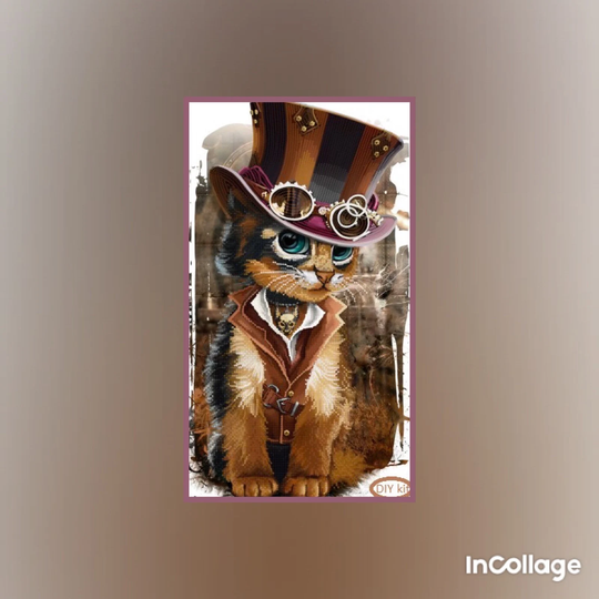 Diy Bead Embroidery Kit Steampunk Kitten, Beaded Wall Art, Bead Art Pictures, Craft Beads, Animal Kits, Art Kit, Craft For Adults