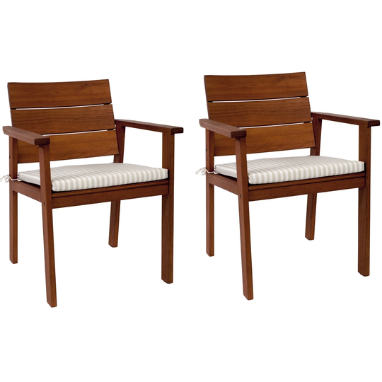 Nelson 2-Piece Eucalyptus Patio Chair Set with Cushions