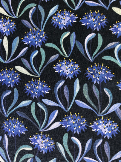 Blue Pincushion Flower Blooming Navy Floral Quilting Cotton Fabric By 1/4, 1/2 Yard Or Fat Quarter, Australian Native