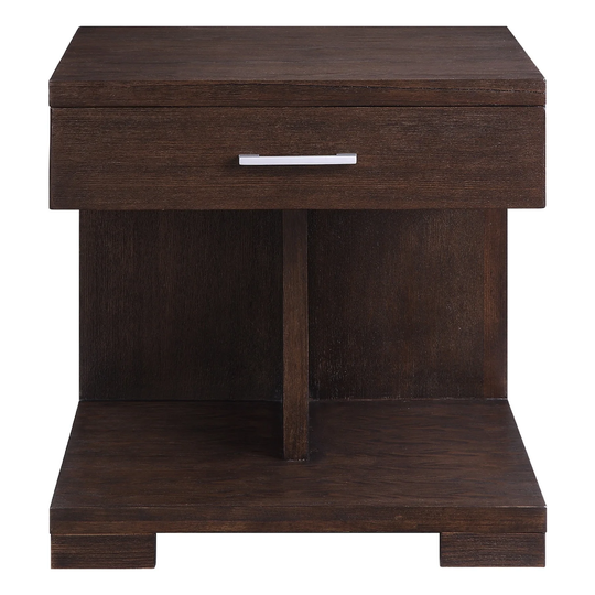 1 Drawer and 1 Open Compartment End Table in Walnut