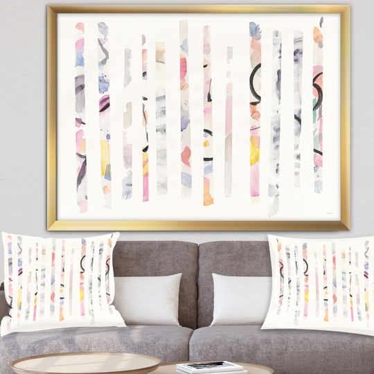 Designart 'Multi-Color Geometric Bars' Modern Transitional Framed Art Print