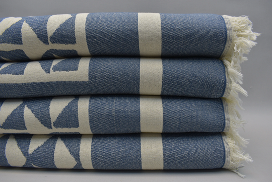 Sofa Blanket, Turkish Decorative Blanlet, Throw Cover, Couch Housewarming Gifts 52 X 72 Inch Navy, Ucgen-K.ö