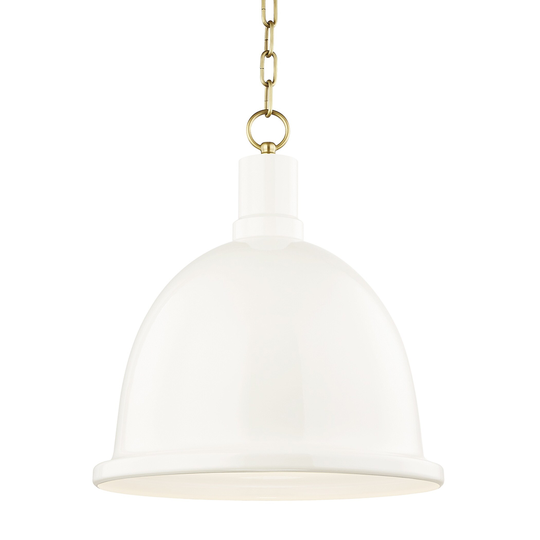 Mitzi by Hudson Valley Blair 1-light Aged Brass Large Pendant, Cream Metal