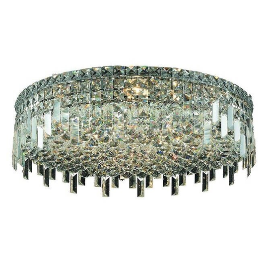 Elegant Lighting 9-light Chrome 24-inch Royal Cut Crystal Clear Flush Mount