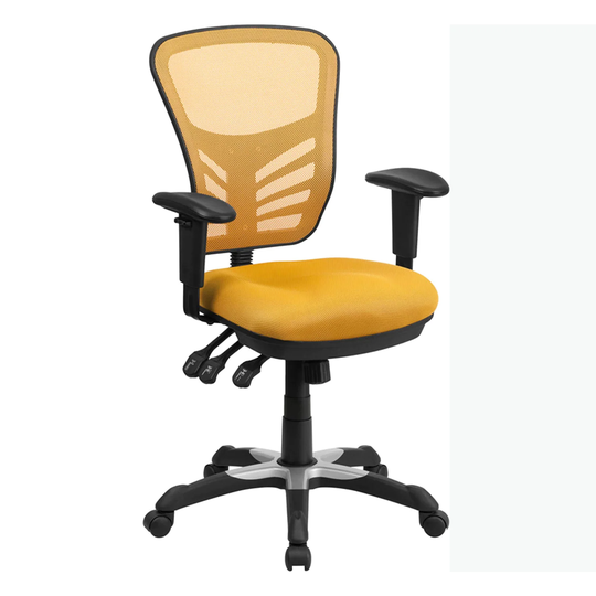Offex MidBack YellowOrange Mesh Executive Swivel Ergonomic OfficeChair - 18"L x 19.5"W