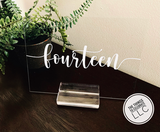Acrylic Table Numbers | With Stands Wedding Clear For