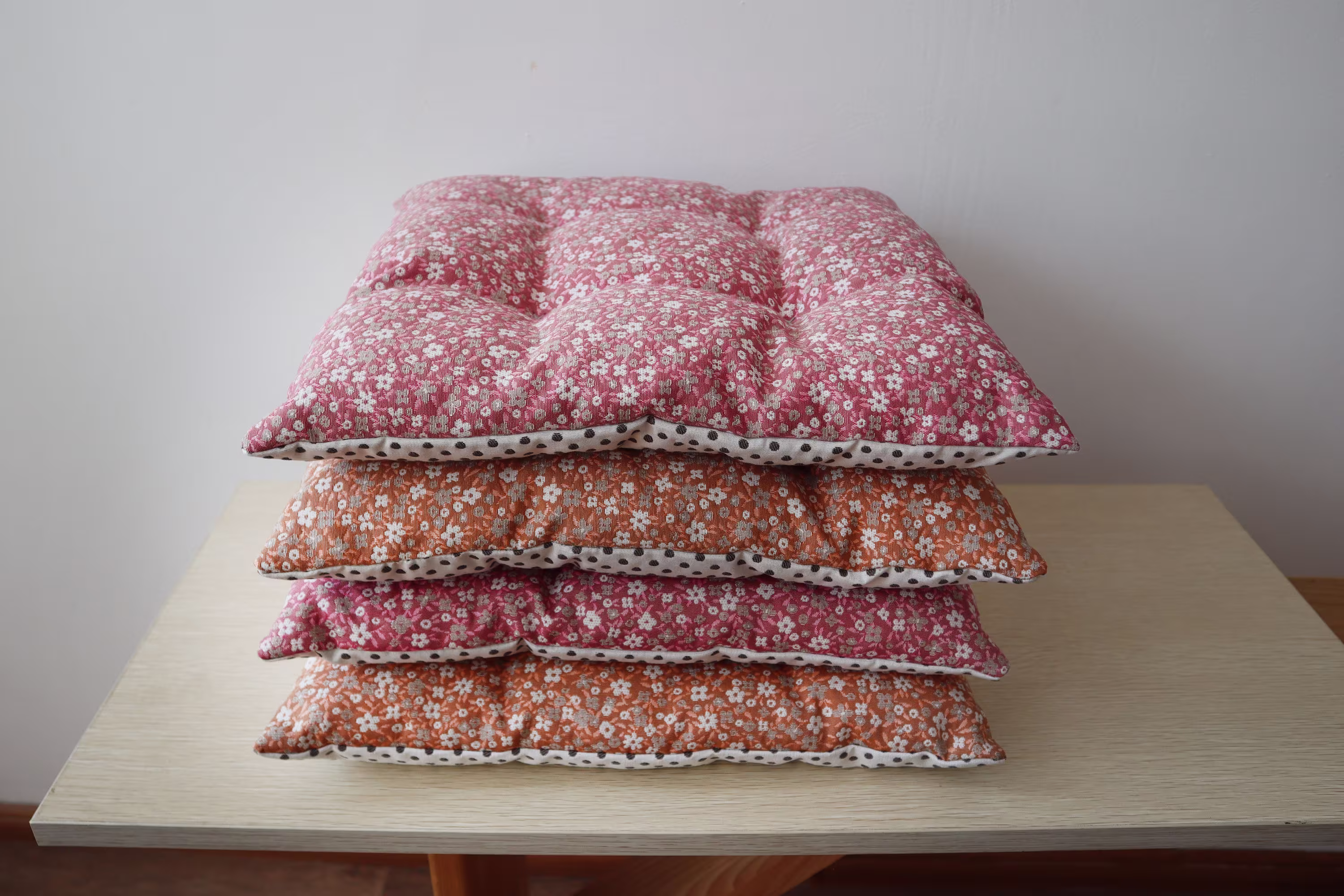 Set Of Assorted Chair Cushions, Pads, Tufted Pads With Flowers, Little Seat Cushion, Provence Decor, Cushions For Dining Stools