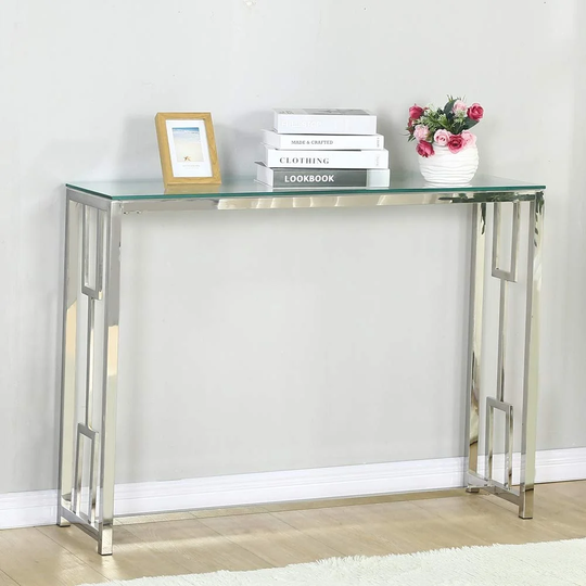 Sicotas Glass Console Table,Modern Sofa Console Table