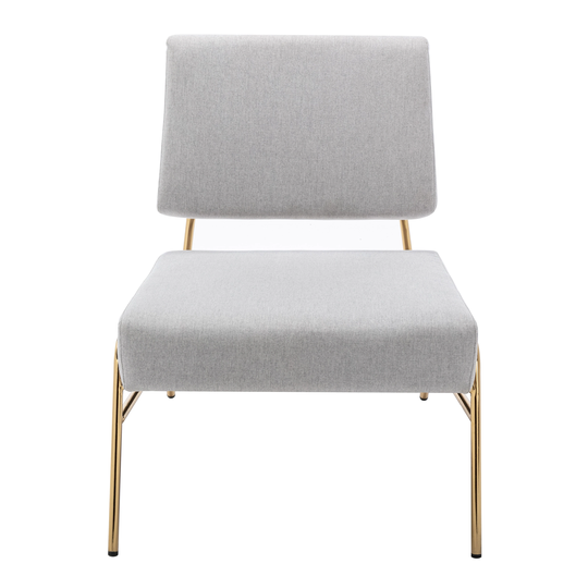 Wire Metal Frame Slipper Chair Sponge Padded Seat Armless Accent Chair Lounge Chair with Adjustable feet for Living Room