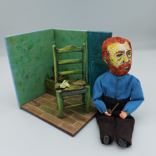 Replica Painting Chair, Vincent Van Gogh, Miniature Wooden Room Hand Painted - Art Teacher Birthday Gift