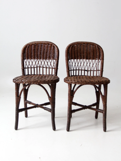 Antique Wicker Chairs Pair