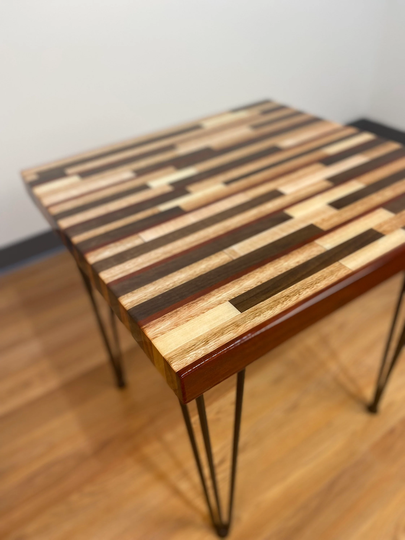 Butcherblock Style End Table, Table, Coffee Epoxy End Epoxy, Butcherblock Epoxy