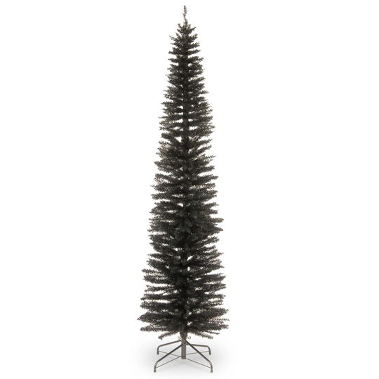 7' Pencil Black Tinsel Artificial Christmas Tree - Unlit - 7 Foot