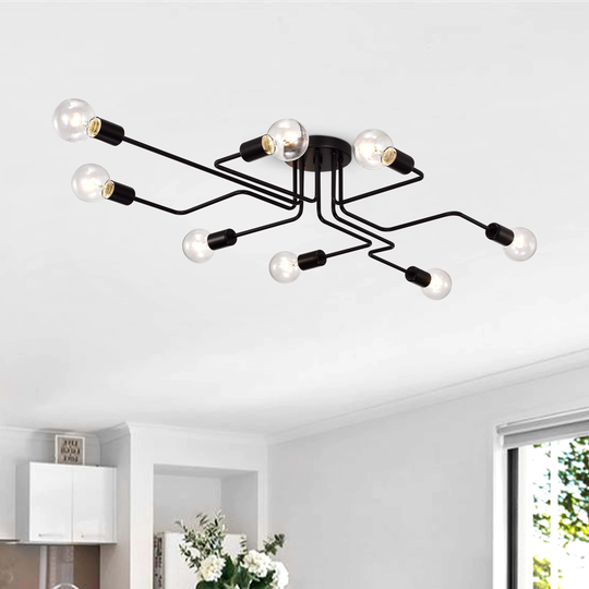 Olalla 8-Light Black Sputnik Linear Flush Mount