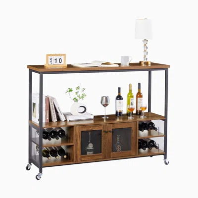 Wine Shelf Table, Modern Wine Bar Cabinet, Console Table, Bar Table, TV Cabinet, Sideboard With Storage Compartment, Can Be Used In Living Room, Dinin