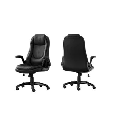 Office Chair With Pedestal Base And Upholstered In A Breathable Chic Black Leather-Look Fabric