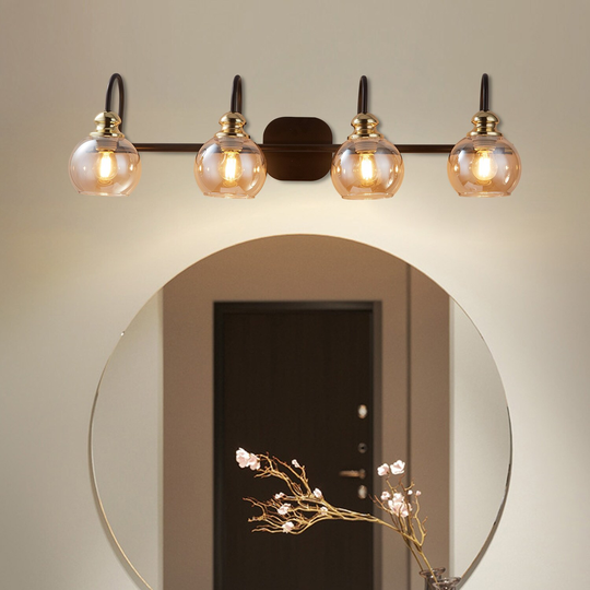 Modern 3 / 4 Lights Bathroom Vanity Lights Rose Gold with Seeded Glass/ Wall Sconce Lighting