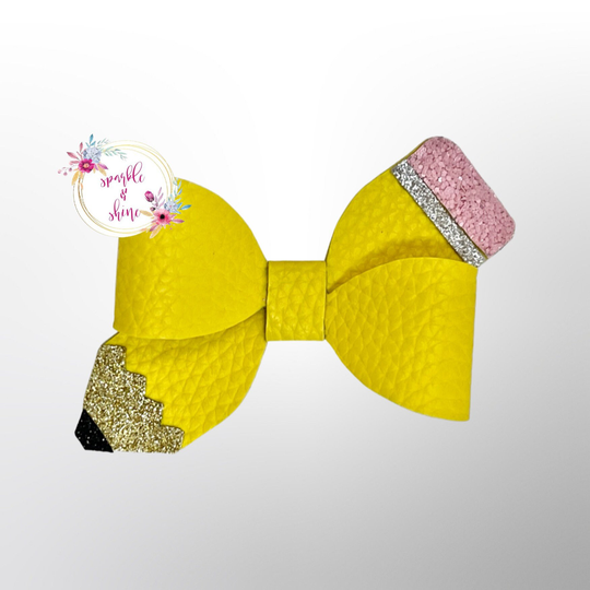 Twisted Pencil Faux Leather Bow