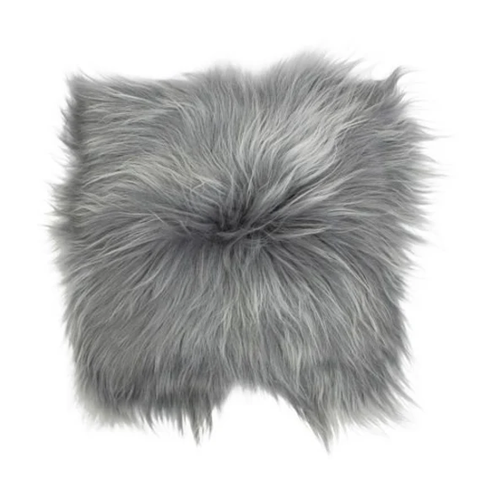 Gray Icelandic Sheepskin Long Wool Chair Pad in Gray Stool Cover | Scandinavian Decor Seat