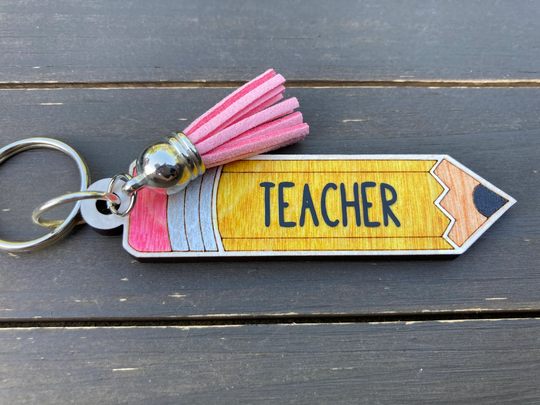 Pencil Teacher Keychain, Gift, Appreciation Wood End Of The School Year Small Gift
