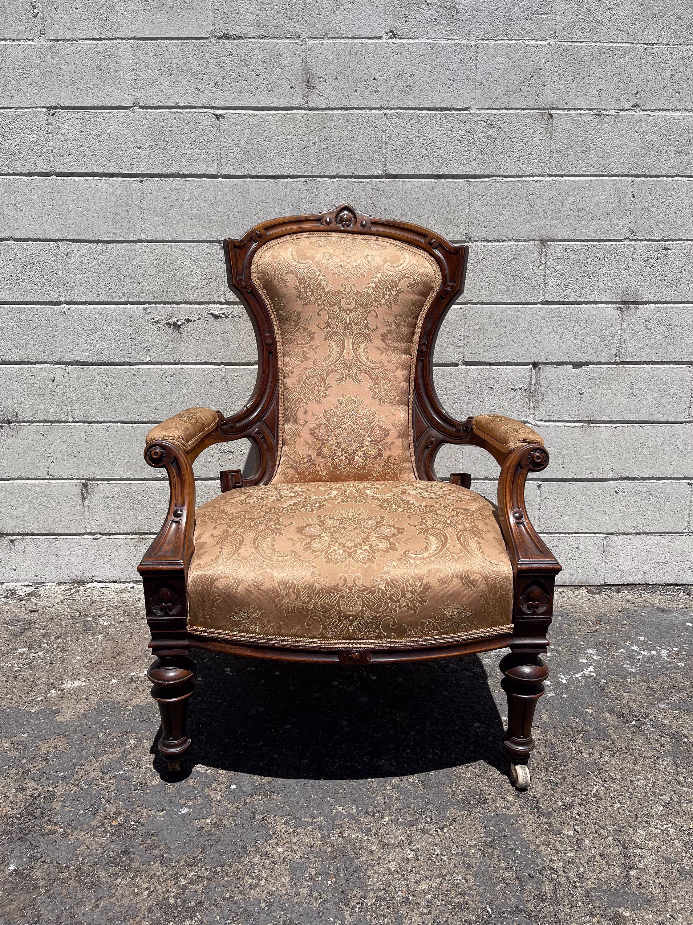 Antique Chair French Provincial Boudoir Vanity Seating Bedroom Glam Shabby Chic Victorian Carved Wood Fabric Regency Bench Seat
