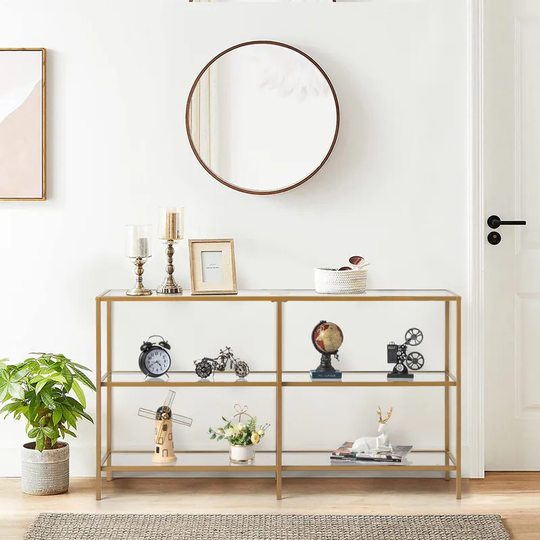 Golden Frame Glass Entryway Console Table Sofa Table|39"