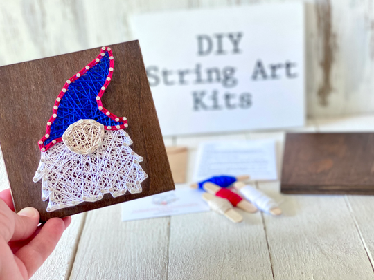 Gnome Diy String Art Kit, Do It Yourself, Gnome Sign, Fourth Of July Decor, Diy Craft Kit, Patriotic Tiered Tray Memorial Day