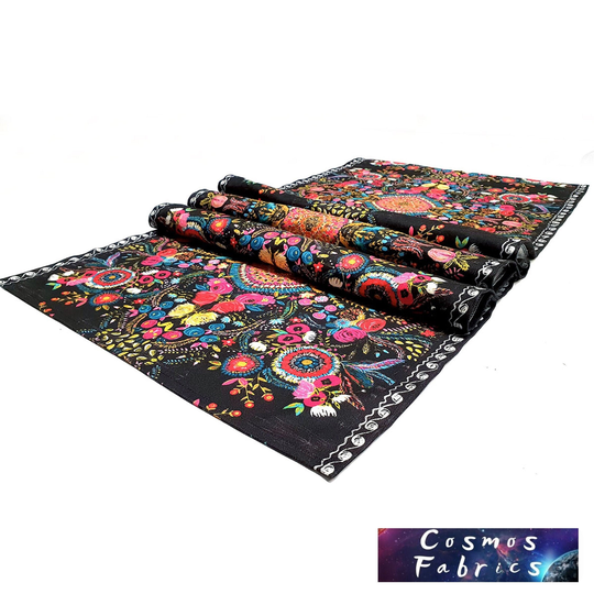 Suzani Ikat Pattern Table Runner, 18''x 55'' | 45x140cm Ethnic Home Decor Digital Printed Polyester Fabrics Runner