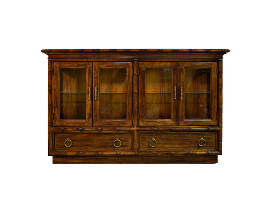 1960S Hollywood Regency Faux Bamboo Glazed Sideboard By American Of Martinsville