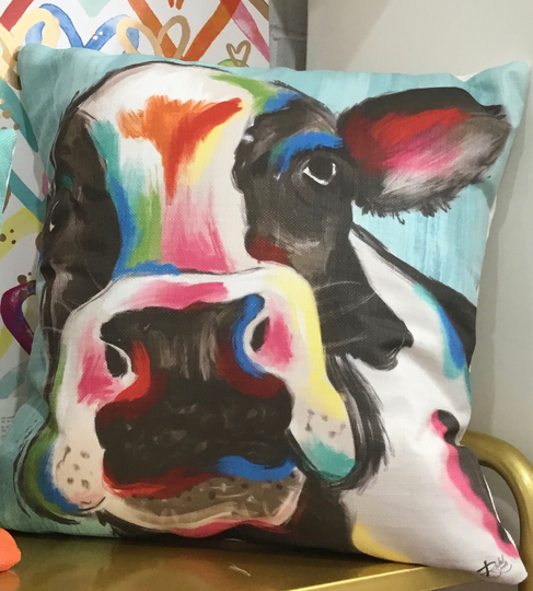 Colorful Cow 20x20 Pillow
