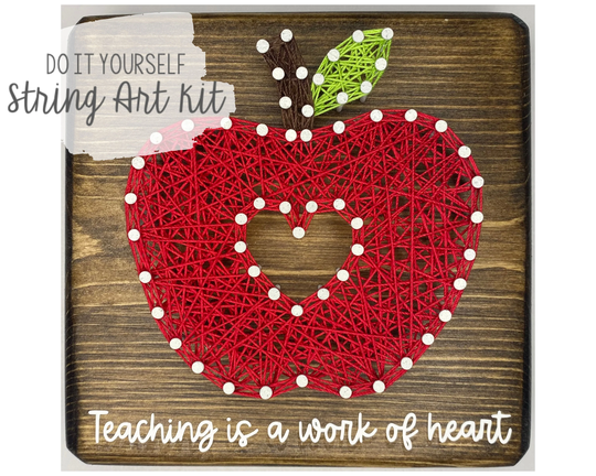 Diy Apple String Art Kit, Teaching Is A Work Of Heart, Teacher Gift Craft