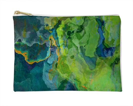 Makeup Bag, Cosmetic Bag Or Accessory Organizer, Pencil Case, Stocking Stuffer, in Blue, Green, Contemplation