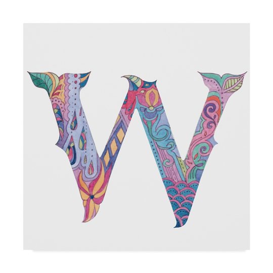Green Girl Canvas 'W' Canvas Art - Multi-color