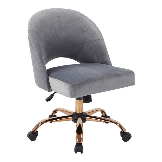 OS Home and Office Furniture Model Lula Office Chair in Moonlite Fabric with Rose Gold Base