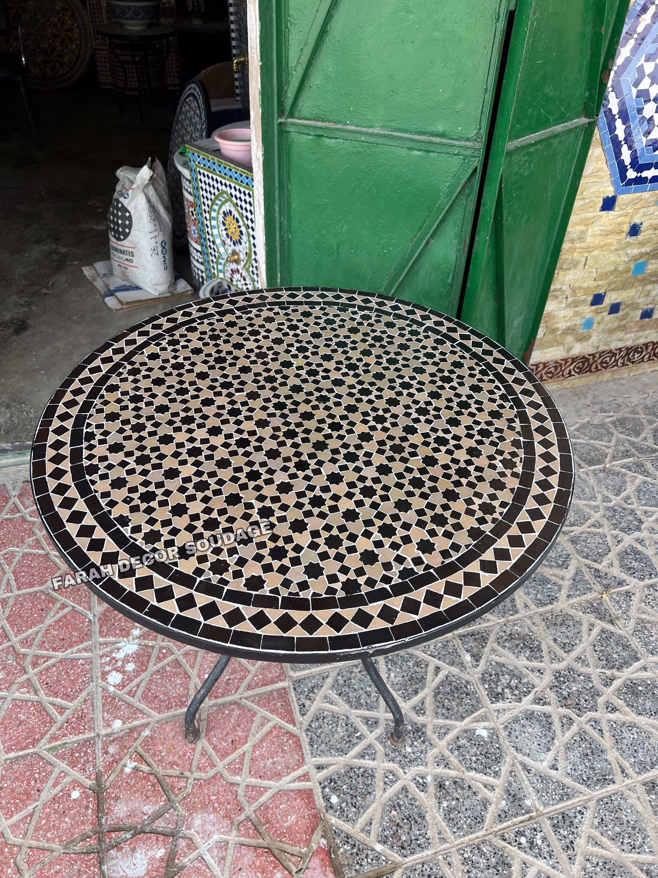 Moroccan Bistro Table, Mosaic Table Handmade Round For Outdoor/ Indoor Tile Top