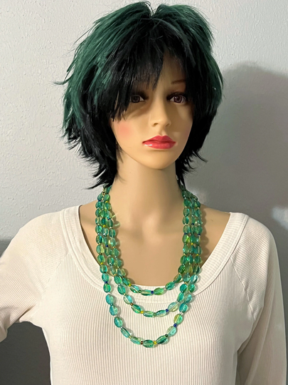 Long Mermaid Colors Beaded Necklace, Acrylic Beads Blue Green Wrapping Summer Jewelry, Gift For Woman, Necklaces Under 20