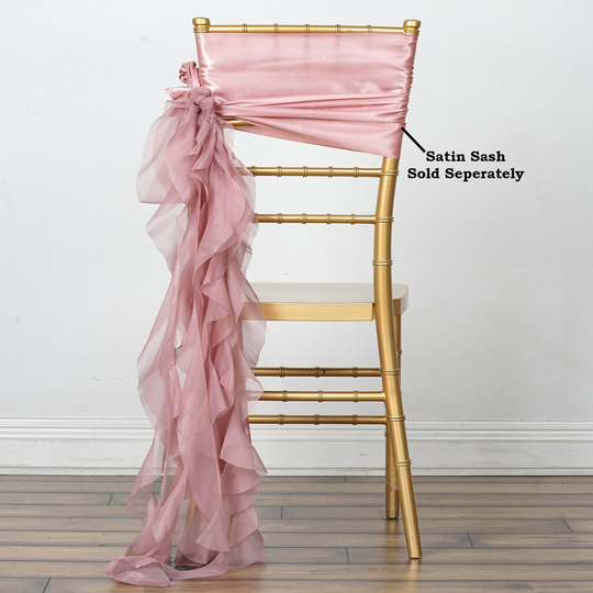 Set Of 6 Strands - Dusty Rose Chiffon Sash For Chair Decor, Wedding Sash, Chiavari Sashes