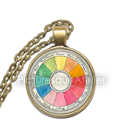 Color Wheel Necklace, Color Circle, Painter's Claude Boutet, Hues, Art Pendant Glass Pendant, Handmade Jewelry