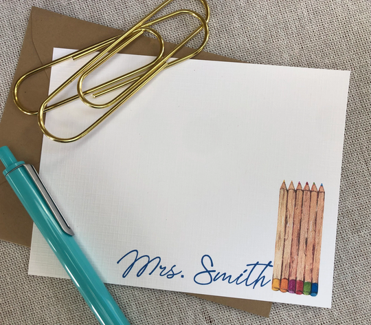 Colored Pencils Personalized Notecards/Colored Pencils/Custom Notecards/Custom Stationery/Artist Gift/Teacher Gift