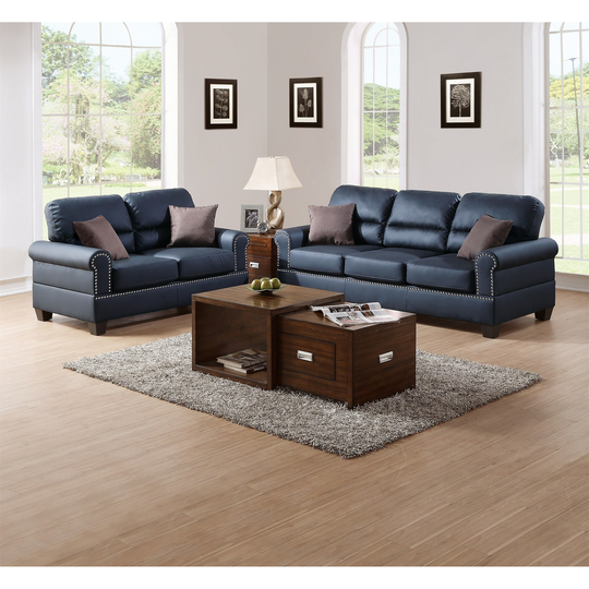 2pc Sofa Set Sofa And Loveseat only- bonded leather Furniture,Black