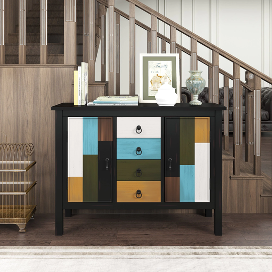 40-inch Wood Sideboard with 4 Drawer and Large Cabinets